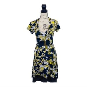 Lucy Paris, Floral, Retro, A-line Dress, yellow, white & black, size L & M, NWT